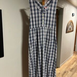 Blue Plaid Maxi Dress